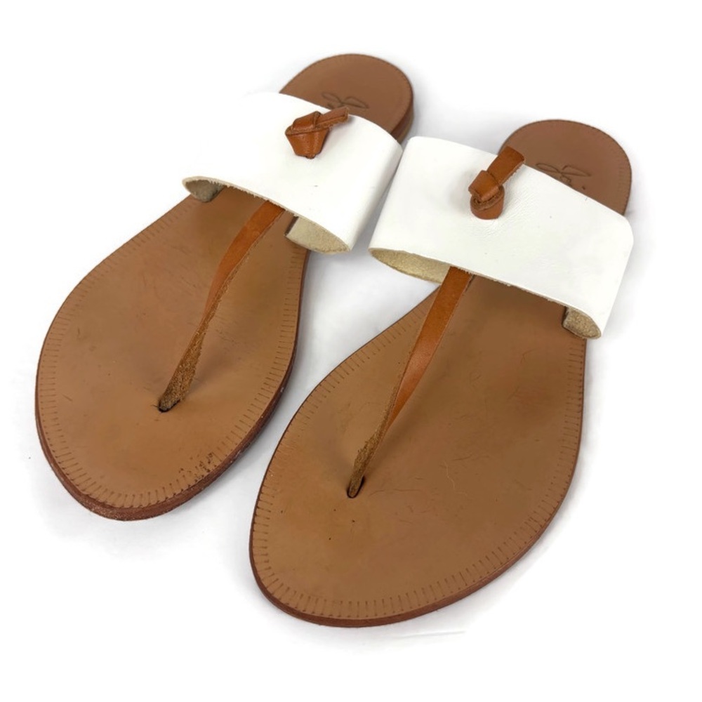 Joie A La Plage Slip On Leather Sandals in White/Tan